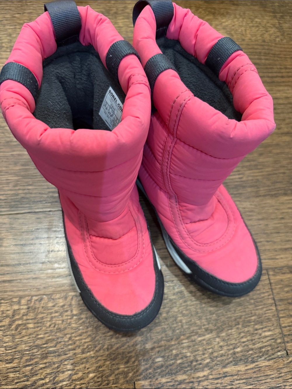 Sorel Kids Pink Winter Pull-On Boots with Black Trim